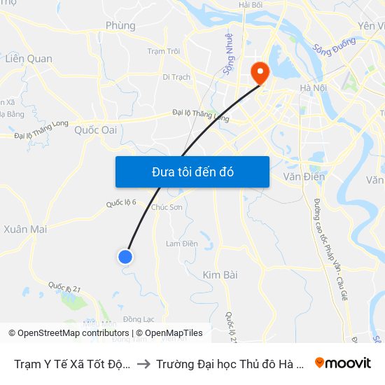 Trạm Y Tế Xã Tốt Động to Trường Đại học Thủ đô Hà Nội map