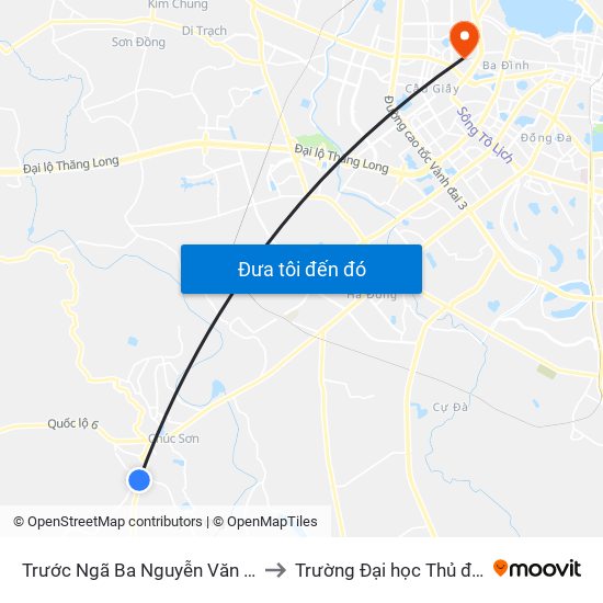 Trước Ngã Ba Nguyễn Văn Trỗi 100m to Trường Đại học Thủ đô Hà Nội map