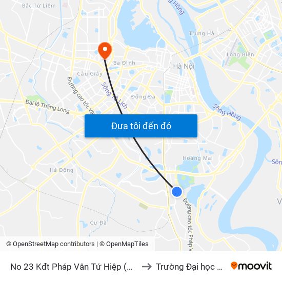 No 23 Kđt  Pháp Vân Tứ Hiệp (Điểm Đỗ  Cuối Tuyến 60) to Trường Đại học Thủ đô Hà Nội map