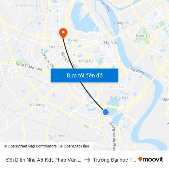 Đối Diện Nhà A5-Kđt Pháp Vân (Khu Nhà Ở Sinh Viên) to Trường Đại học Thủ đô Hà Nội map