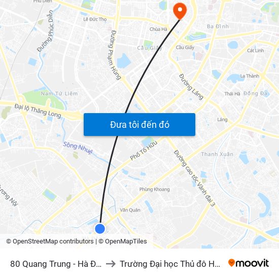 80 Quang Trung - Hà Đông to Trường Đại học Thủ đô Hà Nội map