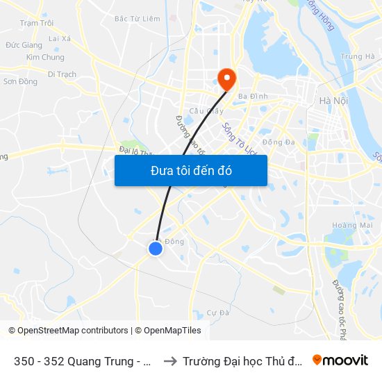 350 - 352 Quang Trung - Ga La Khê to Trường Đại học Thủ đô Hà Nội map