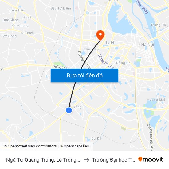 Ngã Tư Quang Trung, Lê Trọng Tấn - Nhà Ga  La Khê to Trường Đại học Thủ đô Hà Nội map