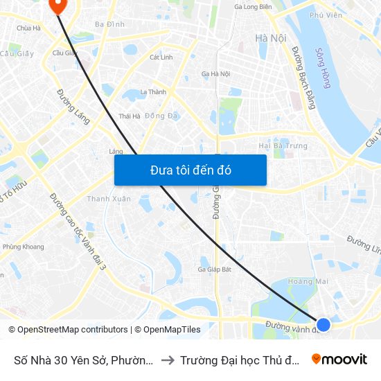 Số Nhà 30 Yên Sở, Phường Yên Sở to Trường Đại học Thủ đô Hà Nội map