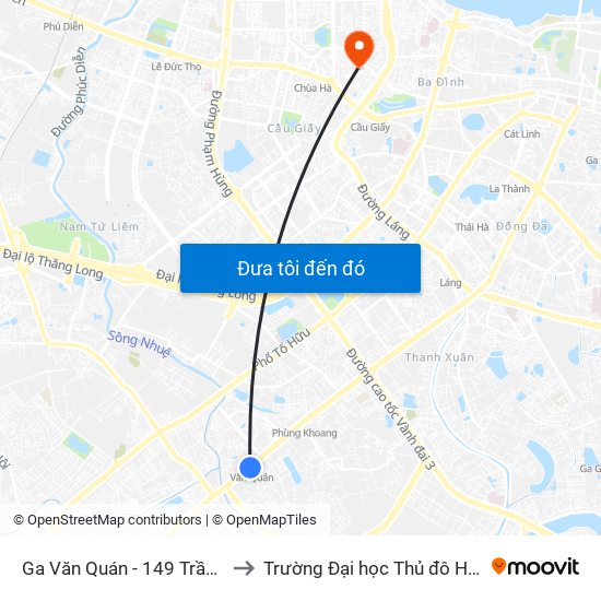 Ga Văn Quán - 149 Trần Phú to Trường Đại học Thủ đô Hà Nội map