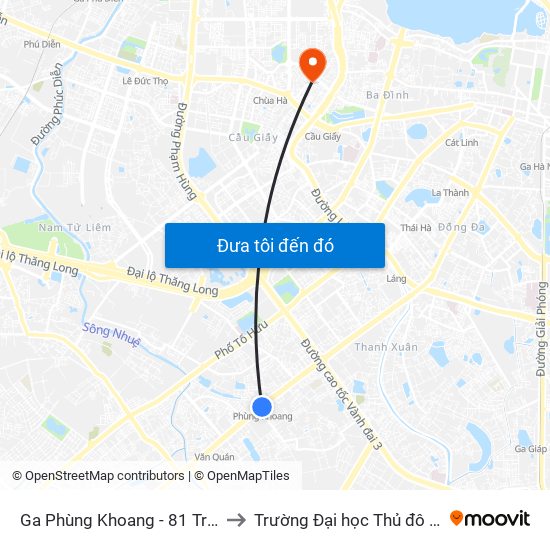 Ga Phùng Khoang - 81 Trần Phú to Trường Đại học Thủ đô Hà Nội map