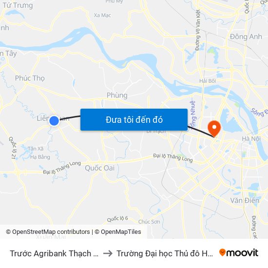 Trước Agribank Thạch Thất to Trường Đại học Thủ đô Hà Nội map