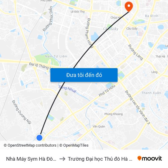 Nhà Máy Sym Hà Đông to Trường Đại học Thủ đô Hà Nội map