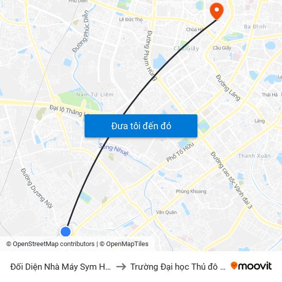 Đối Diện Nhà Máy Sym Hà Đông to Trường Đại học Thủ đô Hà Nội map