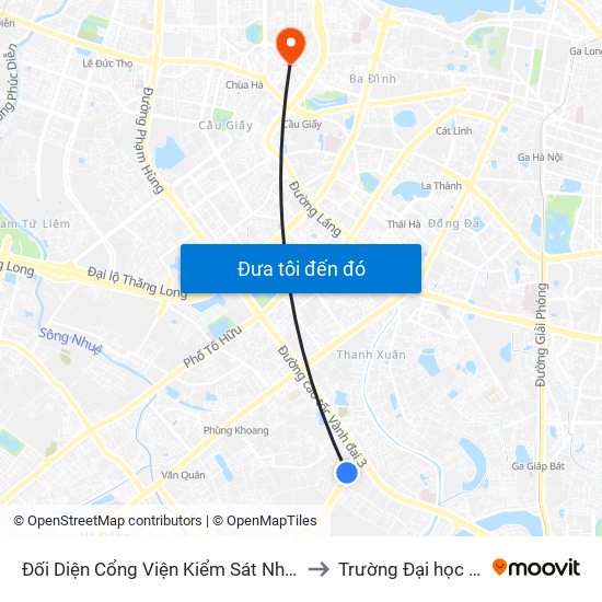 Đối Diện Cổng Viện Kiểm Sát Nhân Dân Thành Phố Hà Nội to Trường Đại học Thủ đô Hà Nội map