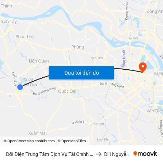 Đối Diện Trung Tâm Dịch Vụ Tài Chính Bộ Tài Chính to ĐH Nguyễn Trãi map