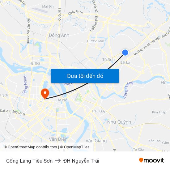 Cổng Làng Tiêu Sơn to ĐH Nguyễn Trãi map