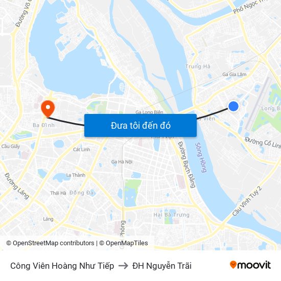 Công Viên Hoàng Như Tiếp to ĐH Nguyễn Trãi map