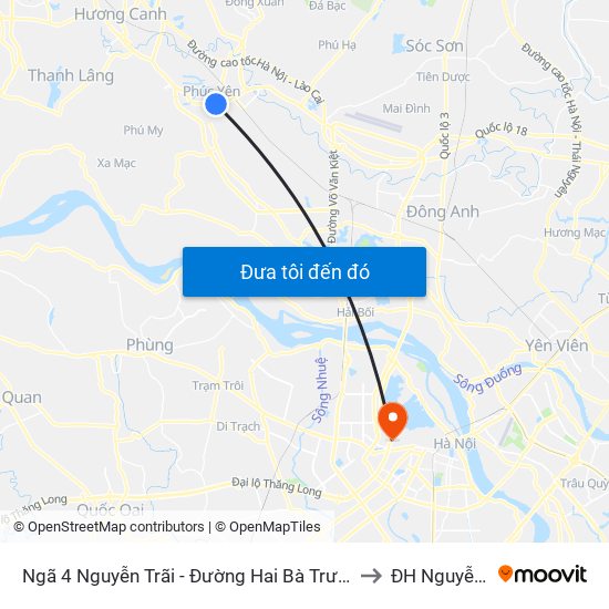 Ngã 4 Nguyễn Trãi - Đường Hai Bà Trưng - Phúc Yên to ĐH Nguyễn Trãi map