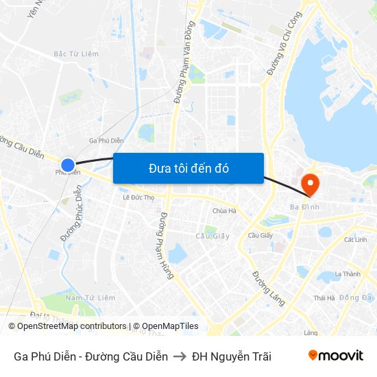 Ga Phú Diễn - Đường Cầu Diễn to ĐH Nguyễn Trãi map