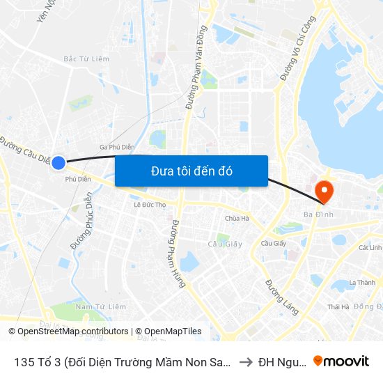 135 Tổ 3 (Đối Diện Trường Mầm Non Sao Mai - Kiều Mai) - Đường 32 to ĐH Nguyễn Trãi map