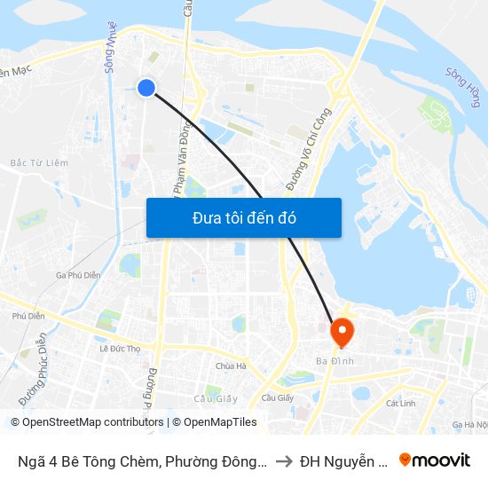 Ngã 4 Bê Tông Chèm, Phường Đông Ngạc to ĐH Nguyễn Trãi map