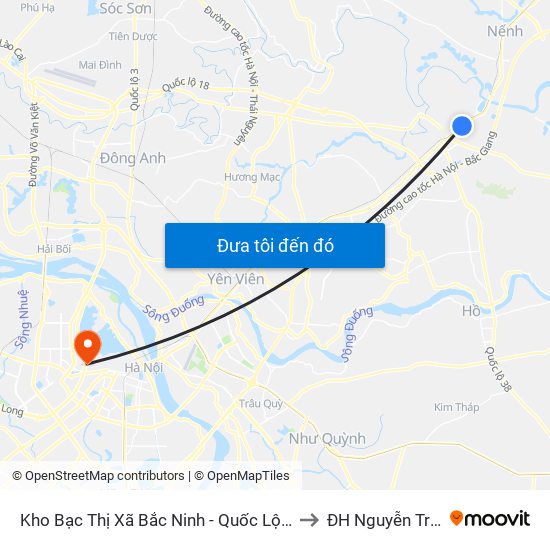 Kho Bạc Thị Xã Bắc Ninh - Quốc Lộ 1 to ĐH Nguyễn Trãi map