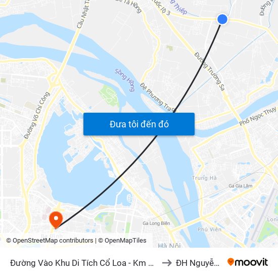 Đường Vào Khu Di Tích Cổ Loa - Km 5 Quốc Lộ 3 to ĐH Nguyễn Trãi map