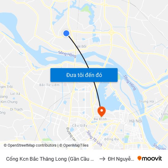 Cổng Kcn Bắc Thăng Long (Gần Cầu Vượt Bộ Hành) to ĐH Nguyễn Trãi map