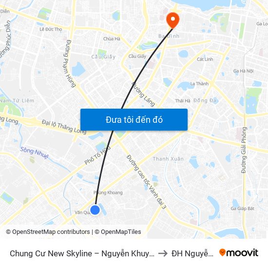 Chung Cư New Skyline – Nguyễn Khuyến (Hà Đông) to ĐH Nguyễn Trãi map