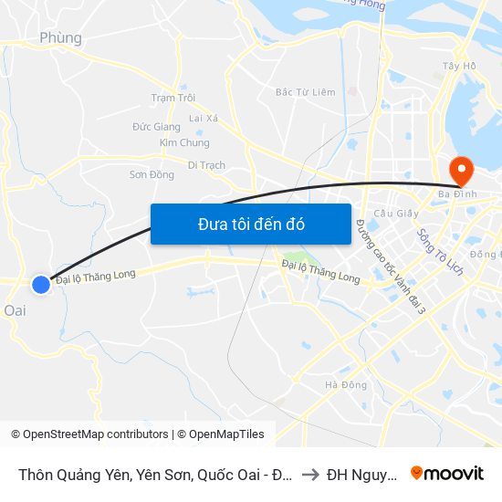 Thôn Quảng Yên, Yên Sơn, Quốc Oai - Đại Lộ Thăng Long to ĐH Nguyễn Trãi map