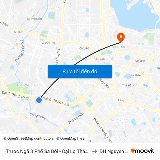 Trước Ngã 3 Phố Sa Đôi - Đại Lộ Thăng Long to ĐH Nguyễn Trãi map