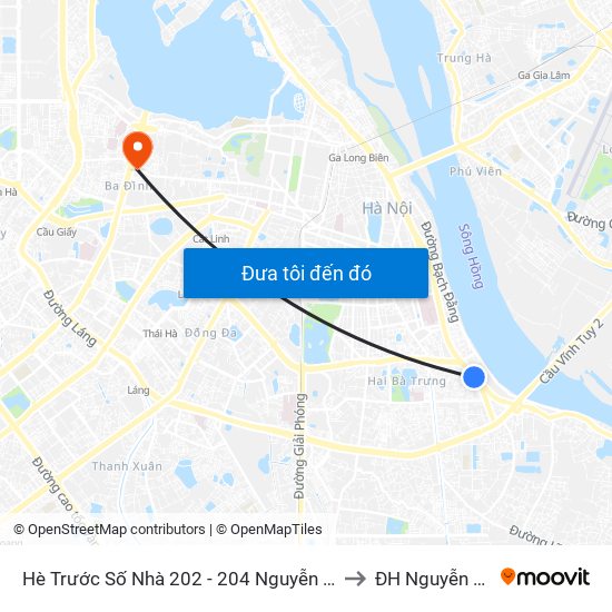 Hè Trước Số Nhà 202 - 204 Nguyễn Khoái to ĐH Nguyễn Trãi map