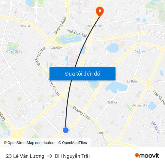 23 Lê Văn Lương to ĐH Nguyễn Trãi map
