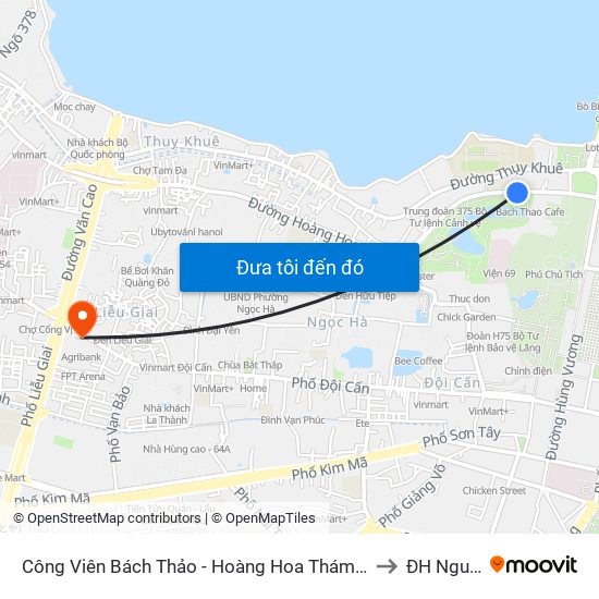 Công Viên Bách Thảo - Hoàng Hoa Thám (Đd Trường Thcs Chu Văn An) to ĐH Nguyễn Trãi map