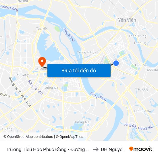 Trường Tiểu Học Phúc Đồng - Đường Chu Huy Mân to ĐH Nguyễn Trãi map