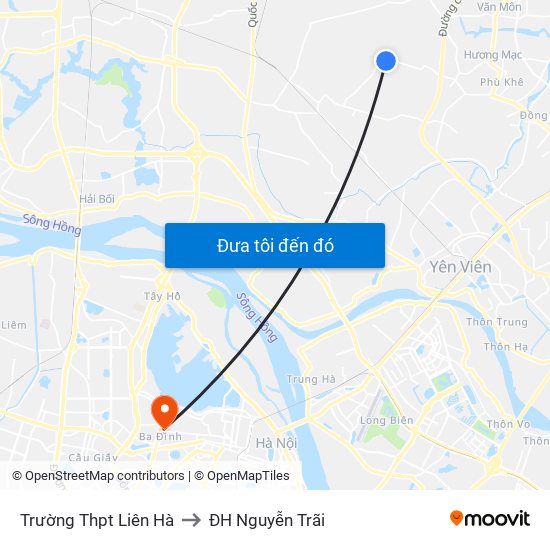 Trường Thpt Liên Hà to ĐH Nguyễn Trãi map