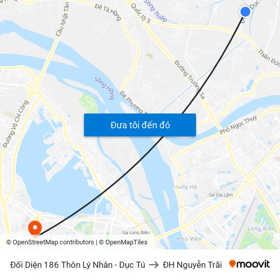 Đối Diện 186 Thôn Lý Nhân - Dục Tú to ĐH Nguyễn Trãi map