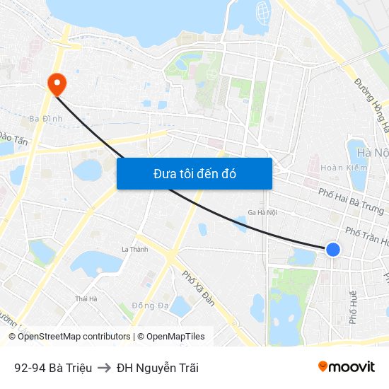 92-94 Bà Triệu to ĐH Nguyễn Trãi map