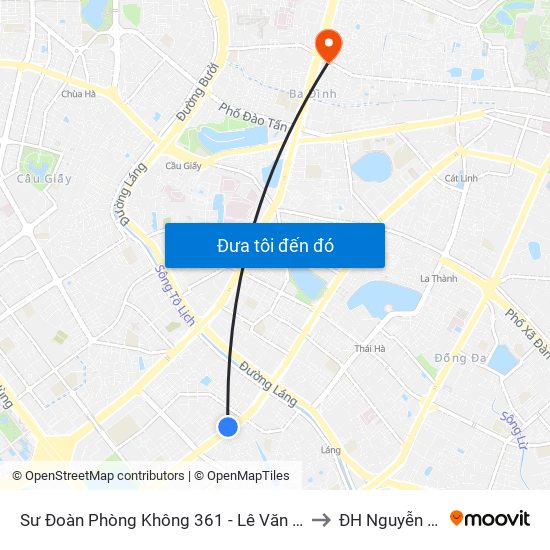 Sư Đoàn Phòng Không 361 - Lê Văn Lương to ĐH Nguyễn Trãi map