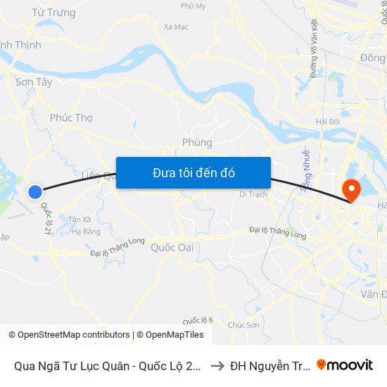 Qua Ngã Tư Lục Quân - Quốc Lộ 21a to ĐH Nguyễn Trãi map