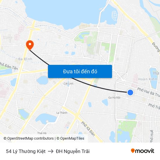 54 Lý Thường Kiệt to ĐH Nguyễn Trãi map