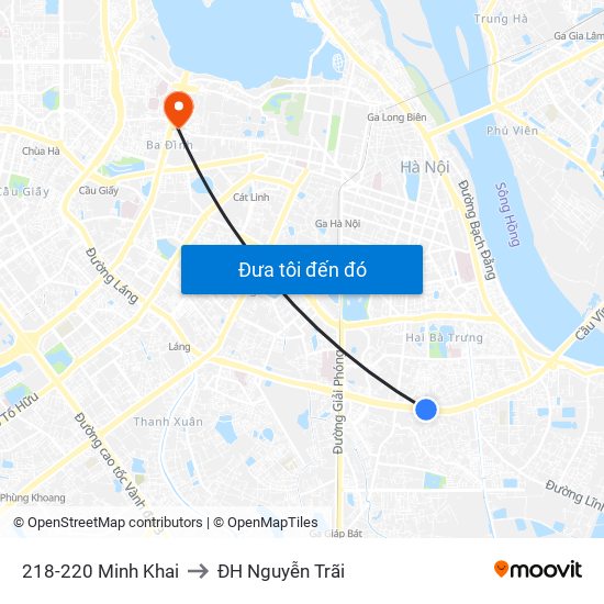 218-220 Minh Khai to ĐH Nguyễn Trãi map
