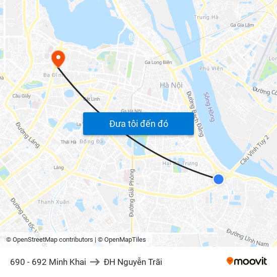690 - 692 Minh Khai to ĐH Nguyễn Trãi map