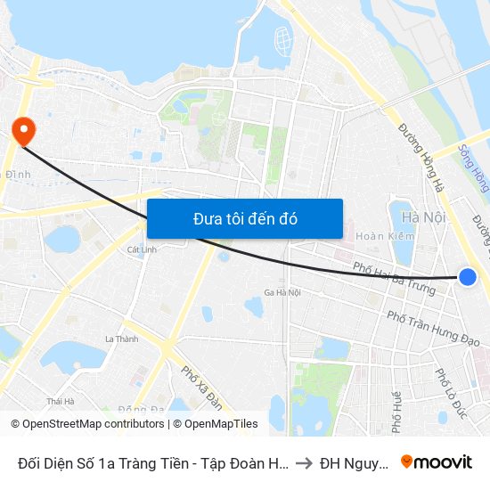 Đối Diện Số 1a Tràng Tiền - Tập Đoàn Hóa Chất Việt Nam to ĐH Nguyễn Trãi map