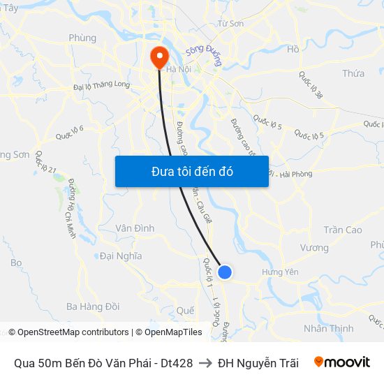 Qua 50m Bến Đò Văn Phái - Dt428 to ĐH Nguyễn Trãi map