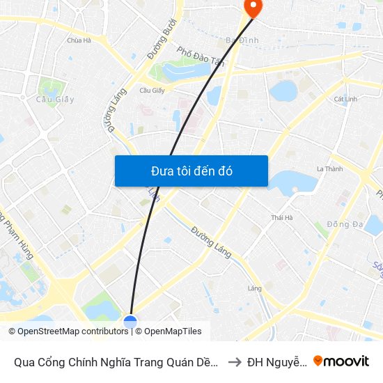 Qua Cổng Chính Nghĩa Trang Quán Dền - Nguyễn Tuân to ĐH Nguyễn Trãi map