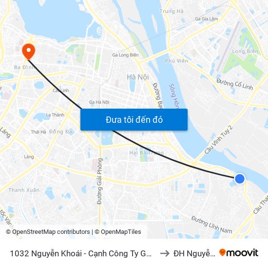 1032 Nguyễn Khoái - Cạnh Công Ty Gốm Sứ Thanh Trì to ĐH Nguyễn Trãi map