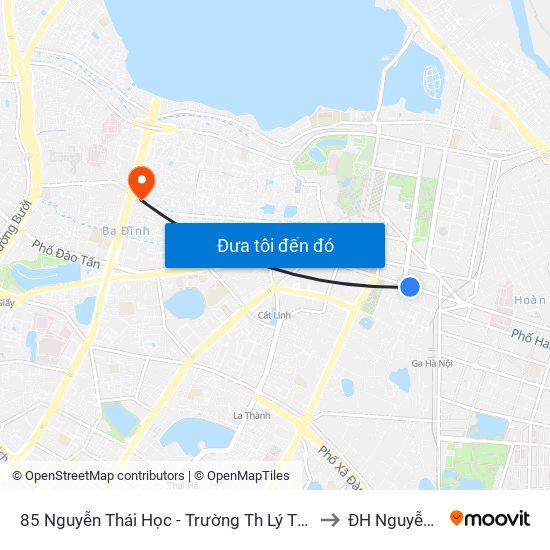85 Nguyễn Thái Học - Trường Th Lý Thường Kiệt to ĐH Nguyễn Trãi map