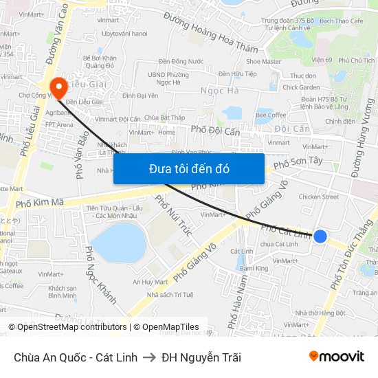 Chùa An Quốc - Cát Linh to ĐH Nguyễn Trãi map