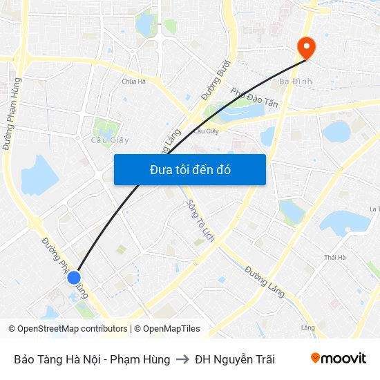 Bảo Tàng Hà Nội - Phạm Hùng to ĐH Nguyễn Trãi map