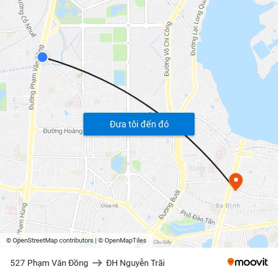527 Phạm Văn Đồng to ĐH Nguyễn Trãi map