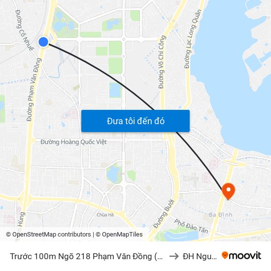 Trước 100m Ngõ 218 Phạm Văn Đồng (Đối Diện Công Viên Hòa Bình) to ĐH Nguyễn Trãi map