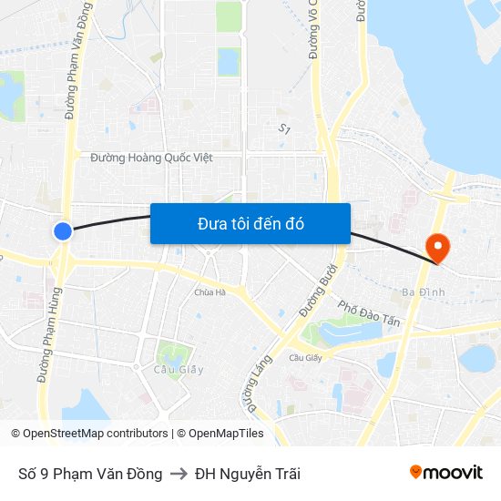 Số 9 Phạm Văn Đồng to ĐH Nguyễn Trãi map