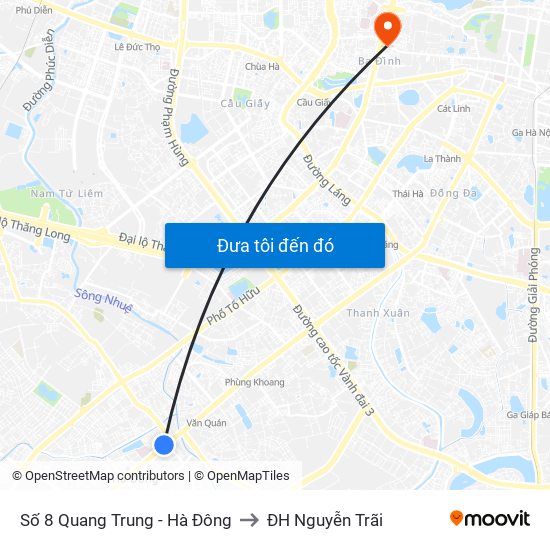 Số 8 Quang Trung - Hà Đông to ĐH Nguyễn Trãi map